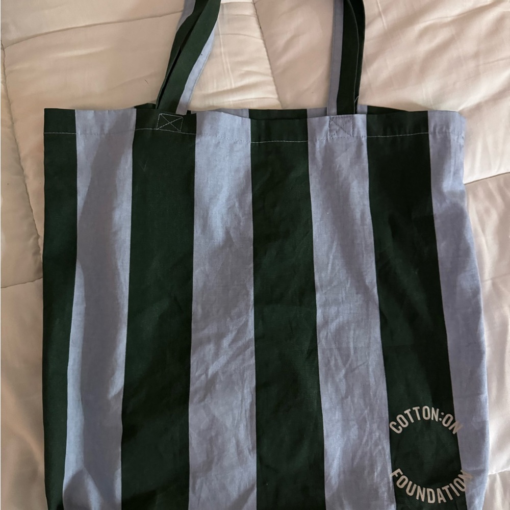 Cotton On Striped Tote Bag - Black and Gray